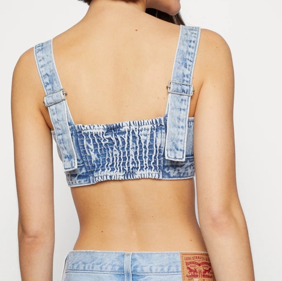 NWT Levi's Light Indigo Stonewash Joli Denim Crop Top L - Picture 6 of 10